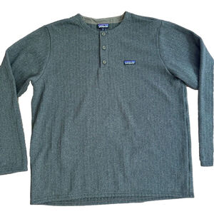 Patagonia Better Sweater Mens Xxl Henley Green Ribbed Long Sleeve 25305